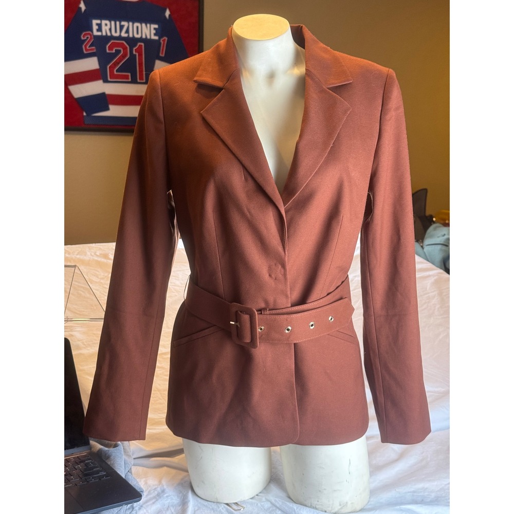 NWT White House Black Market Belted Blazer 6 Haute Chocolate Brown Jacket